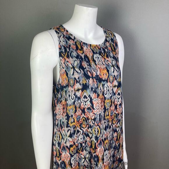 Garnet Hill Linen Dress size 8 sheath Ikat tribal batik colorful boho office - Picture 5 of 16